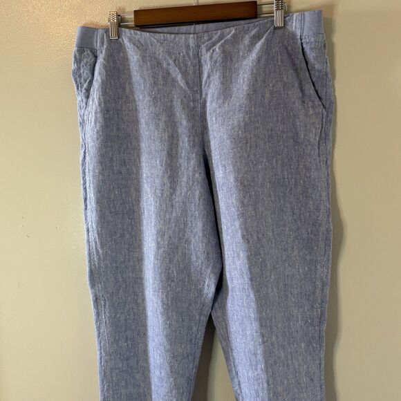 J. Jill Love Linen Womens Pants Light Blue Pull On Elastic Waist Pockets… - Picture 2 of 8